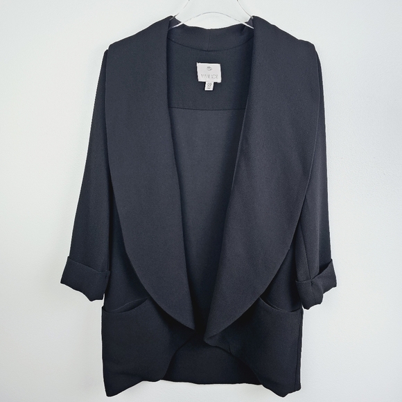 Eliane Rose Black Textured Open Front Cardigan Blazer - Picture 1 of 7
